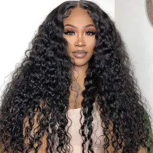 ladies black human hair wigs curly raw cuticle aligned v part brazilian hair afro deep wavy