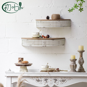 Estante ovalado de pared Yan Yujia, combinación de hierro y madera, estilo envejecido, para utensilios de cocina - Product Image 2