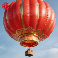 Ballon à air chaud gonflable 4 places en tissu avec supports métalliques, décoration de Noël
