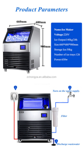 Máquina de Hielo Eléctrica Automática Rentable, Producción Diaria de 90 kg, Máquina de Hielo Cuadrada Comercial y Doméstica para Bares, Cafeterías y Exteriores - Product Image 5