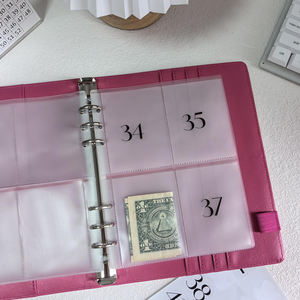 Vente en gros d'enveloppes à billets A5 personnalisées givrées, pochettes rechargeables à 4 poches, reliure à anneaux, pochettes de remplacement pour argent comptant - Product Image 4