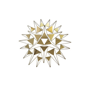 Pendentif rond soleil doré en acier inoxydable, art mural abstrait en métal fait main, décoration intérieure pour salon et chambre, pièce d'art suspendue - Product Image 1