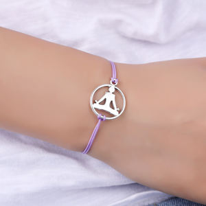 Fabricant filles faire un souhait bijoux belle argent plaqué Yogi OM OHM Yoga <span class=keywords><strong>Lotus</strong></span> charme hommes Bracelets pour les femmes - Product Image 5