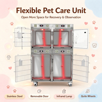 Cage de soins intensifs pour animaux de compagnie en acier inoxydable avec chambre à oxygène, chauffage infrarouge, hôpital vétérinaire, chenil de récupération pour chiens et chats