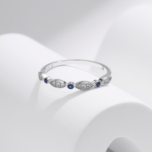 Bague fine en argent Sterling S925, incrustée de pierres bleues en Zircon, réglable, bijoux élégants pour les doigts, cadeau pour les femmes, à porter au quotidien - Product Image 3