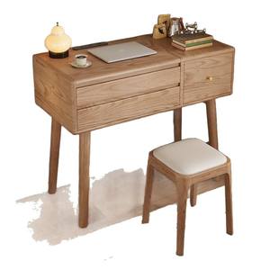 Tocador de madera maciza con tapa abatible, espejo y almacenamiento para dormitorio, ideal para maquillaje. - Product Image 5