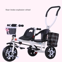 Harga Grosir Sepeda Roda Tiga Anak Ringan 2 Walker Bayi Kereta Dorong Kembar untuk Usia 1-6 Tahun 2 Baris Mainan Hadiah Skuter Sepeda Anak 3 Roda