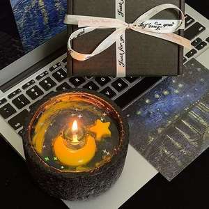 Bougie parfumée Moon Star Galaxy |   Bougie aromatique en <span class=keywords><strong>cire</strong></span> de soja biologique non toxique dans un pot en béton pour la décoration de la maison pour les fêtes de Thanksgiving - Product Image 3