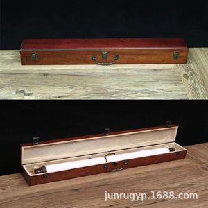 Boîte rectangulaire en bois massif pour calligraphie et peinture, 36x7x7cm, avec couvercle rabattable et verrouillable, pour bijoux, œuvres d'art et cadeaux - Product Image 5