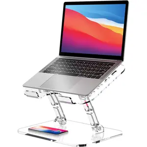 Factory Wholesale Fashion Design Desktop Clear Acrylic Adjustable Angled Portable Laptop Stand Laptops Holder