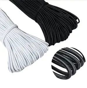 Cordon élastique rond personnalisable en Latex noir et blanc de 6MM, cordon en caoutchouc tressé à haute élasticité