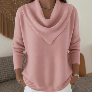 Pull à manches longues de couleur unie pour femme, coupe ample, haut d'automne et d'hiver, rouge, S M L XL XXL 3XL 4XL - Product Image 4
