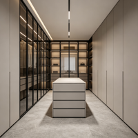 Moderno y Duradero Armario Ecológico para Almacenamiento de Ropa, Mueble de Dormitorio Personalizado con Puerta de Aluminio y Vidrio, Vestidor de Madera