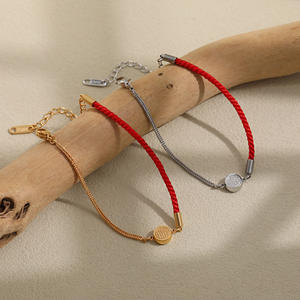 Bracelet <span class=keywords><strong>en</strong></span> corde rouge <span class=keywords><strong>en</strong></span> <span class=keywords><strong>gros</strong></span>, <span class=keywords><strong>en</strong></span> acier inoxydable plaqué or 18 carats, <span class=keywords><strong>bijoux</strong></span> élégants, à la mode et délicats <span class=keywords><strong>pour</strong></span> femmes - Product Image 3