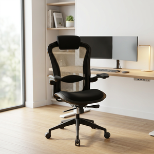 Contemporary <b>Plastic</b> Executive Home Office Desk Chair with Breathable <b>Mesh</b> and Swivel for Comfort and Style - Product Image 3