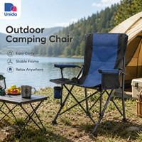 Chaise de camping pliable à dossier haut portable avec porte-gobelet, poche latérale et dossier en maille pour la pêche et les pique-niques en plein air