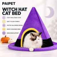 Lit pour chat PAIPET en forme de chapeau de sorcière d'Halloween, maison-caverne fermée et chaude, nid douillet et confortable pour chats et chatons