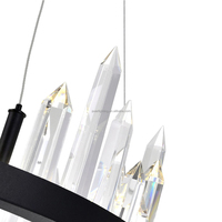 Lustre moderne de luxe à plusieurs niveaux avec anneaux en cristal, cadre noir, grand luminaire suspendu rond pour hall d'hôtel, villa, éclairage d'escalier