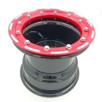 ATV UTV pièces 9X8 3 + 5 anneau fraisé rouge Quad aluminium racing Beadlock jantes roue pour Raptor 700 Banshee 350 YFZ450 450r LTZ400