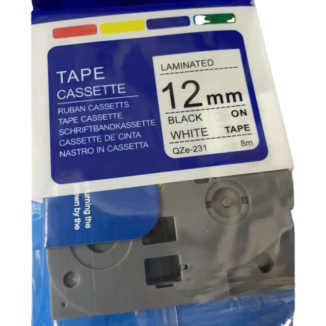 MJL Black on White Label Tape Laminated Label Cassette Maker Tape 12mm/0.47 for Tze Tz 231 26.2ft Printer Ribbon for Brother 8m