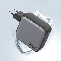 Pengisi daya Notebook 140W, adaptor daya PD USB C, pengisi daya 140W Gan Multiport