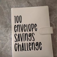 Carnet de budget A5 économique en cuir PU, organiseur à 6 anneaux, système d'enveloppes, défi d'épargne de 100 jours, journal d'événements partagé pour couples