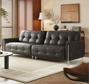 Sofá Moderno de Cuero PU Marrón con Respaldo Acolchado, Brazos Enrollados y Patas Metálicas para Sala de Estar - Product Image 5