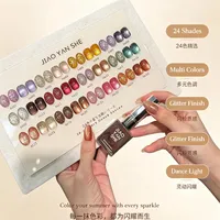 JIAOYANSHE Kit de 24 Gels Ongles Effet Œil de Chat Diamant Brisé 2026 Nouvelle Collection Haute Qualité Tendance 12ml Gel UV Non Toxique Vente en Gros ODM/OEM