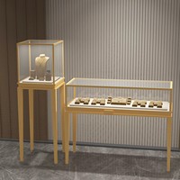 Lemari Penyimpanan Kaca Desain Mewah dengan Lampu LED, Bingkai Logam, Tahan Air & Awet, Etalase Perhiasan untuk Toko Retail