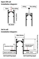 MX093 Rail de voie magnétique de couleur noire Profilé en aluminium de 1.8mm d'épaisseur avec cuivre et couvercle pour installation encastrée