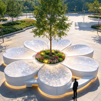 Banc en résine de béton transparente UHPC, ciment lumineux GRC, siège de piscine en forme d'arc, éclairage nocturne en pierre Tyco