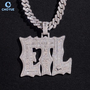 Custom Iced Out Bagutter Moissanite Name <b>Pendant</b> <b>Solid</b> 925 Sterling Silver <b>Gold</b> Plated VVS Moissanite Luxury Hip Hop Jewelry - Product Image 6