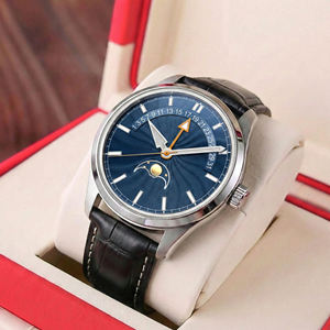 Relojes de Vestir Formales con Fase Lunar Mecánica, Fecha Retrograda Automática, Esfera Azul con Guilloché Radial, Logotipo Personalizado OEM - Product Image 1