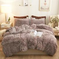 Parure de lit de luxe en velours cristal, 3 pièces, housse de couette moelleuse et chaude, drap en peluche shaggy pour l'hiver – Vente en gros