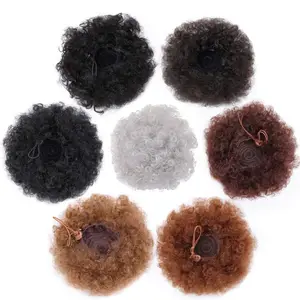 Kordelzug-Haarbrötchen afro krausige Locken synthetisches Haar Chignon afro Puffbrötchen Twist Flechtung Pferdeschwanz-Haarverlängerungen für schwarze Frauen