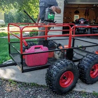 Remorque basculante pour tondeuse à gazon, capacité de charge 450 kg – Chariot de jardin robuste, chariot à benne, brouette basculante, camionnette à 4 roues