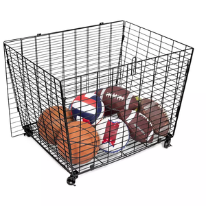 Keranjang Penyimpanan Bola Garasi, Troli Penyimpanan Bola Olahraga, Lemari Bola Basket untuk Pengatur Peralatan Sekolah dengan Tutup - Product Image 5