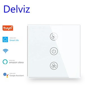 델비즈 EU 표준 유리 패널, Google Alexa,Tuya 앱 스마트 터치 WIFI 팬 스위치로 선풍기 자동 원격 제어 작업 - Product Image 1