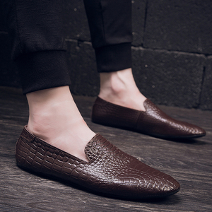 Mocassins en cuir véritable pour homme, embossés, à bout fermé, taille 37-44, à enfiler, collection automne - Product Image 3