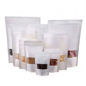 ถุงกระดาษคราฟท์แบบตั้งได้ ปิดผนึกซิปล็อค หน้าต่างใส ขนาด 10x15 ซม. สำหรับบรรจุอาหาร แพ็คโปรโมชั่น - Product Image 2