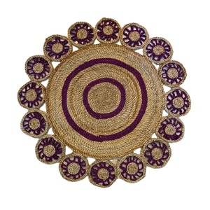 Bangladesh hermoso piso tejido a mano forma de flor redonda piso de yute orgánico trenzado Reversible alfombra antideslizante - Product Image 5