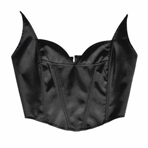 Elegant Black Satin Corset <b>Top</b> Sexy Heart Neckline Bustier <b>Vest</b> Women Vintage Night Out Partywear Slimming Boned Bodice Shaper - Product Image 1