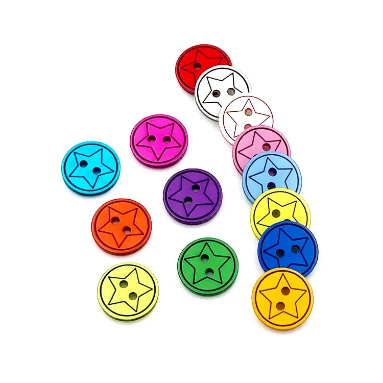 Botão misto dos desenhos animados estrela 2 buracos resina plástico roupa de costura botão diy artesanato