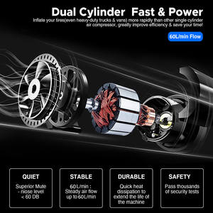 באיכות גבוהה כבד החובה צילינדר כפול צמיג inflator נייד מיני חשמלי משאבת אוויר dc 12v רכב אוויר מדחס צמיג inflators - Product Image 4