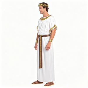 Disfraz de Toga Griega Antigua para Hombre, Túnica Blanca de <span class=keywords><strong>Emperador</strong></span> Romano con Adornos Dorados, Corona de Laurel y Accesorios, Cosplay de Halloween - Product Image 4