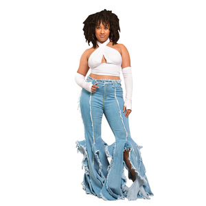 Large Size Women's New Skinny Breathable Denim <strong>Micro</strong> Horn Long Jeans <strong>Source</strong> - Product Image 4