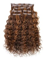 100 pince à cheveux vierge authentique dans les cheveux humains crépus bouclés double clip blond dessiné sur l'extension de cheveux clip sans couture ins