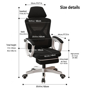 Chaise de bureau moderne pivotante à 360° économique et de haute qualité, en maille noire, avec repose-pieds, idéale pour les visiteurs - Product Image 4