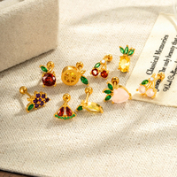 Pendiente de acero inoxidable estilo frutas tropicales Maina, joyería para piercing de cartílago y hélice, arete de circonita colorida de alta calidad para tragus