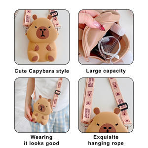 Sac à bandoulière en silicone Capybara marron de dessin animé, nouveauté, porte-monnaie mignon, accessoire de mode imperméable pour enfants, vente en gros - Product Image 5